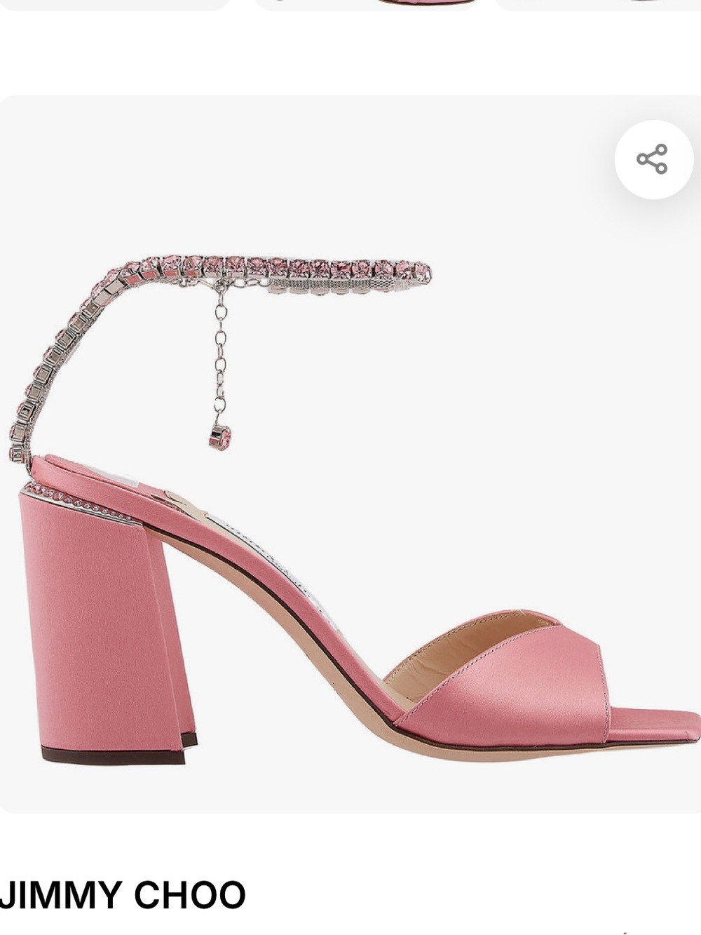 Jimmy Choo Pink Crystal-Ankle Block Heel Sandals Saeda 85 Block Heel Sandals